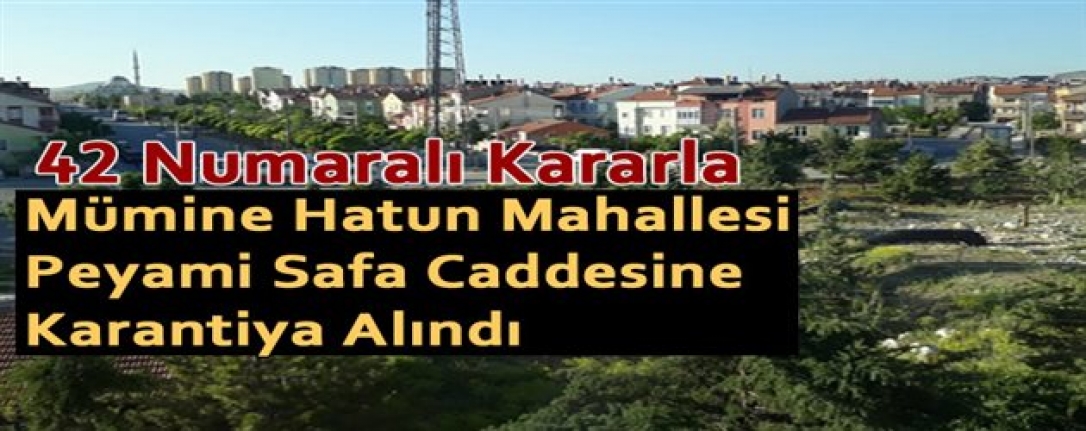 Mümine Hatun Mahallesi Peyami Safa Caddesi Karantinaya Alındı