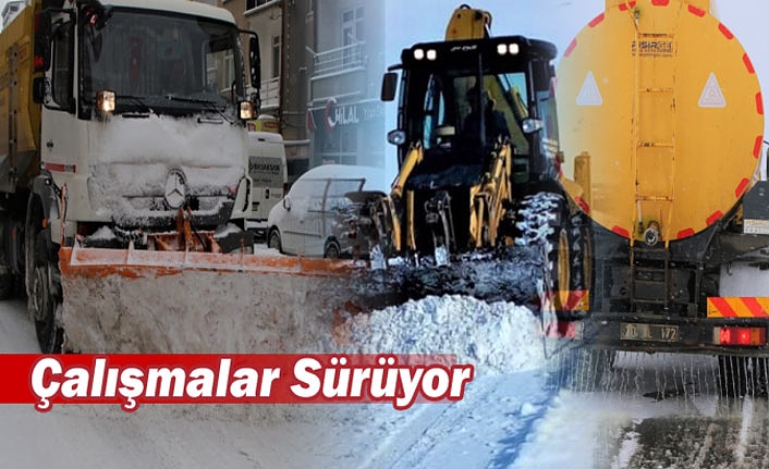 Kar Küreme ve Temizleme Çalışmaları Sürüyor