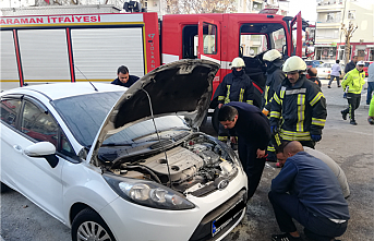 Karaman’da Otomobil Yangını Büyümeden Söndürüldü