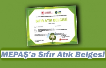 MEPAŞ’a Sıfır Atık Belgesi